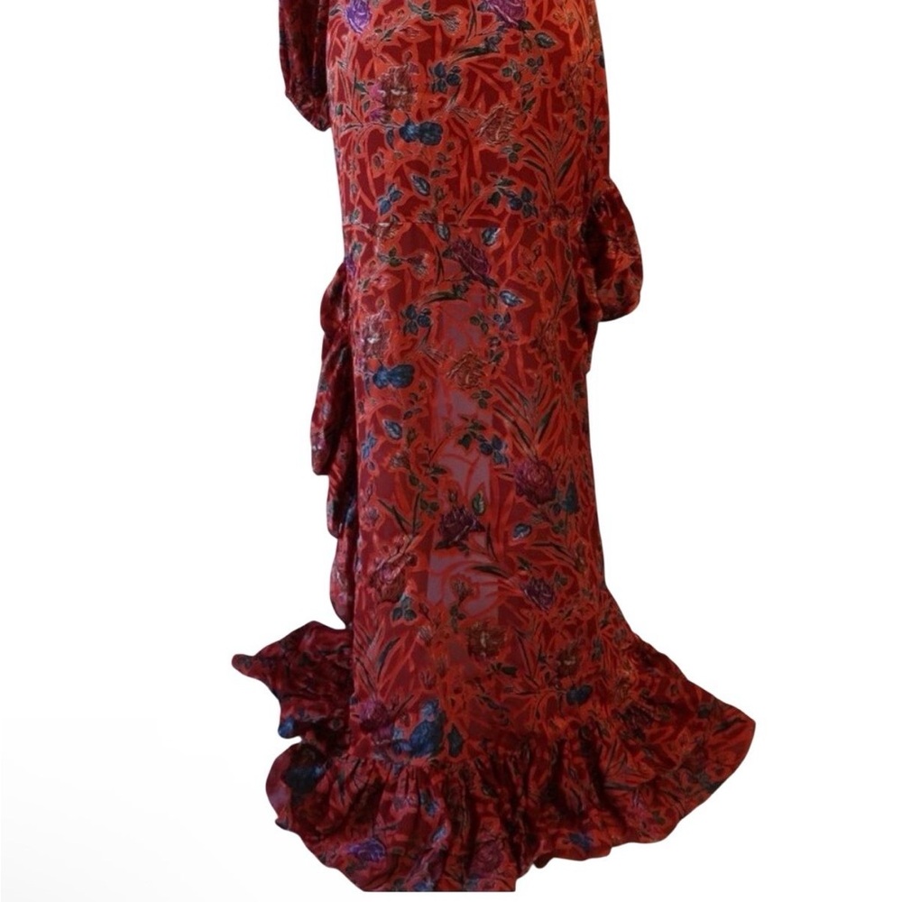 NEW Alexis Marseille One Shoulder High Low Red Floral Asymmetrical Dress Size XL - Picture 5 of 15